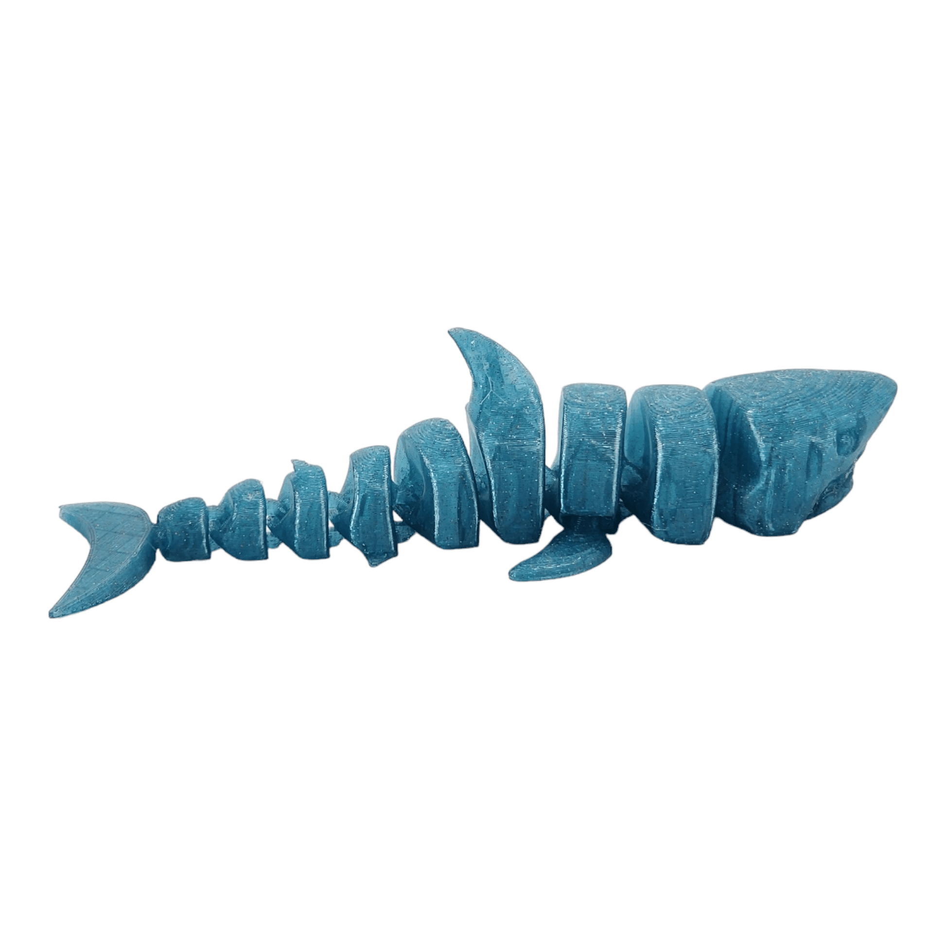 Shark Figurine | Flexi Fidget - Finn the Glitter Blue Shark | 3D Printed Collectible - Printed Dreams - 