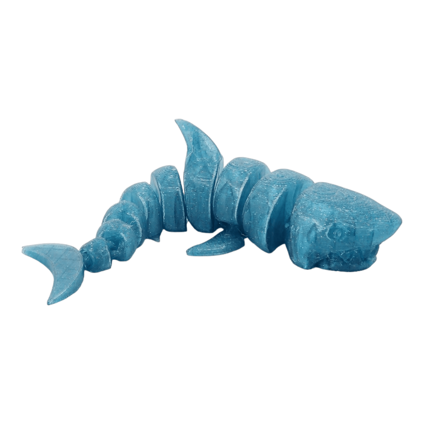 Shark Figurine | Flexi Fidget - Finn the Glitter Blue Shark | 3D Printed Collectible - Printed Dreams - 